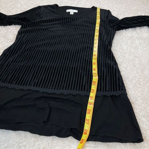 Boo Radley Australia Black Velvet Striped Long Sleeve Blouse Small - Picture 8 of 9